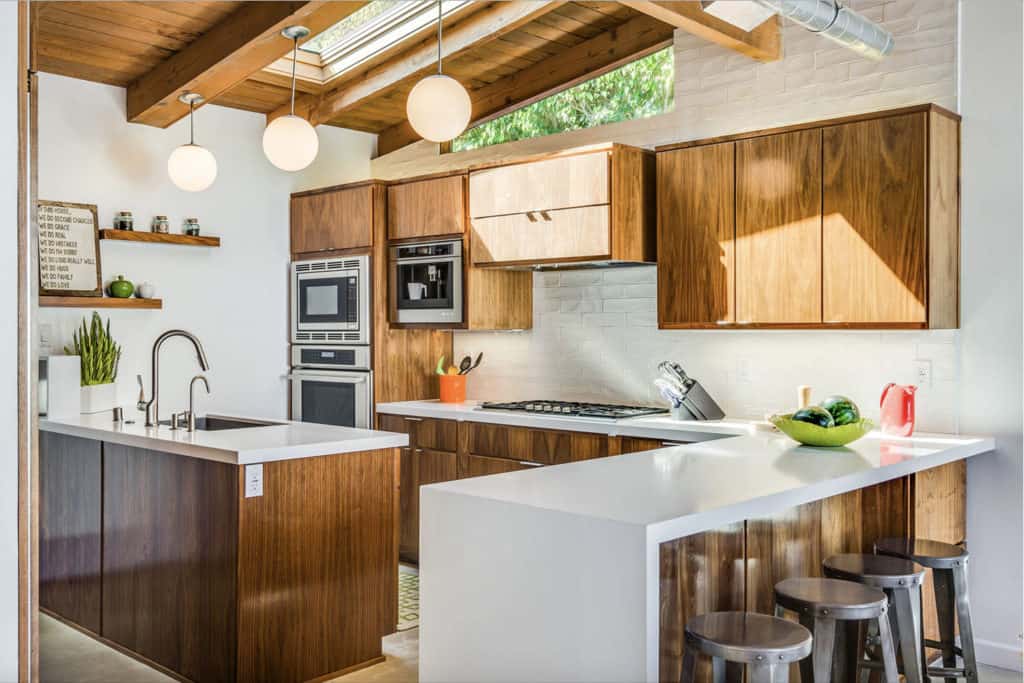 White and brown midcentury modern style