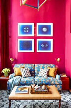 Hot pink and bright blue