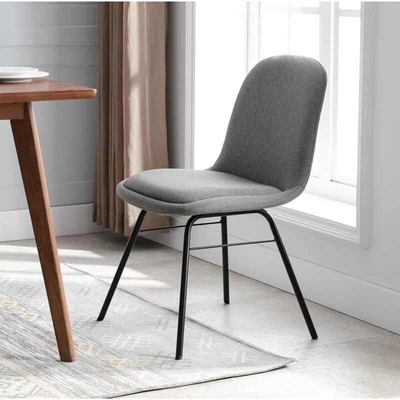 Westboro upholstered stacking side chair in charcoal gray