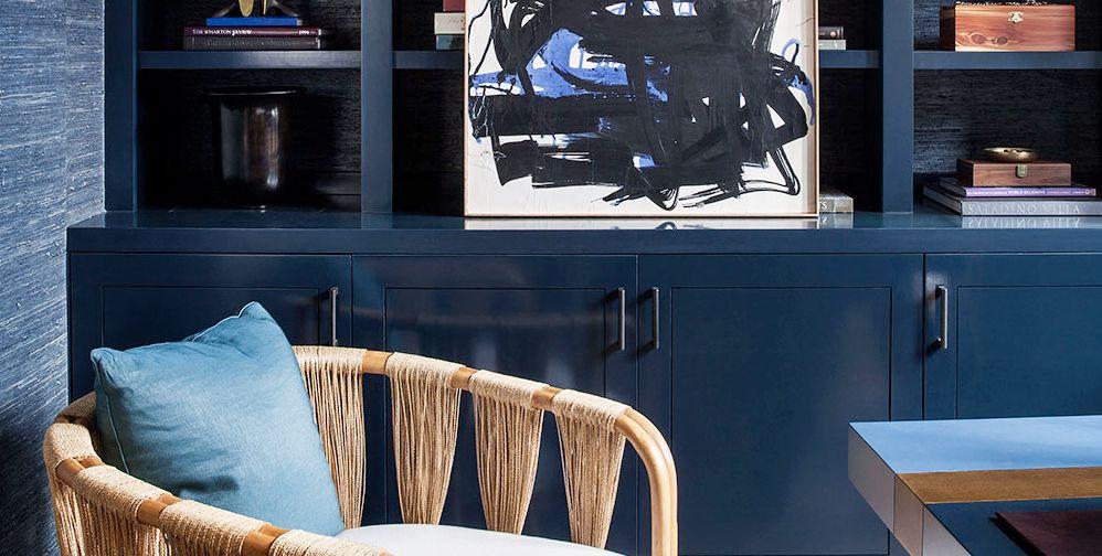 Navy blue with natural colors interior design