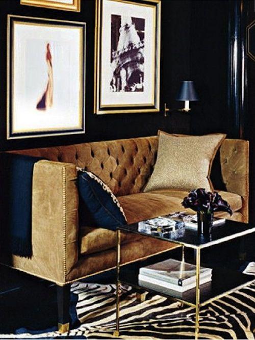 Black gold and brown living room