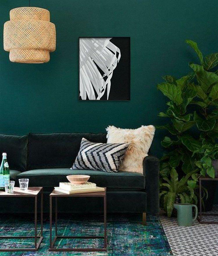 Black gold and green living room