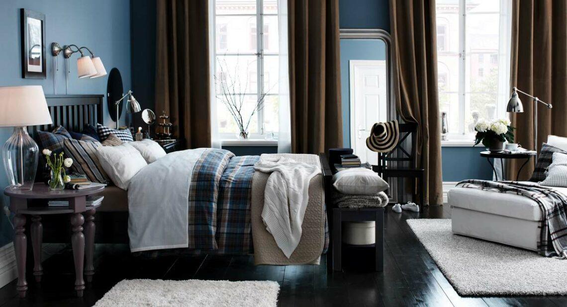 Chocolate brown and blue interior design