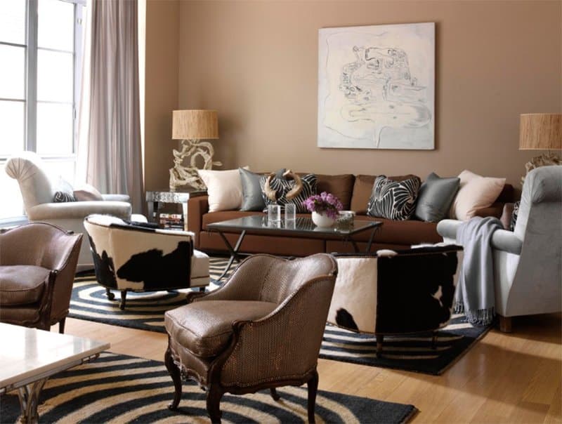 Chocolate brown and gray interior design