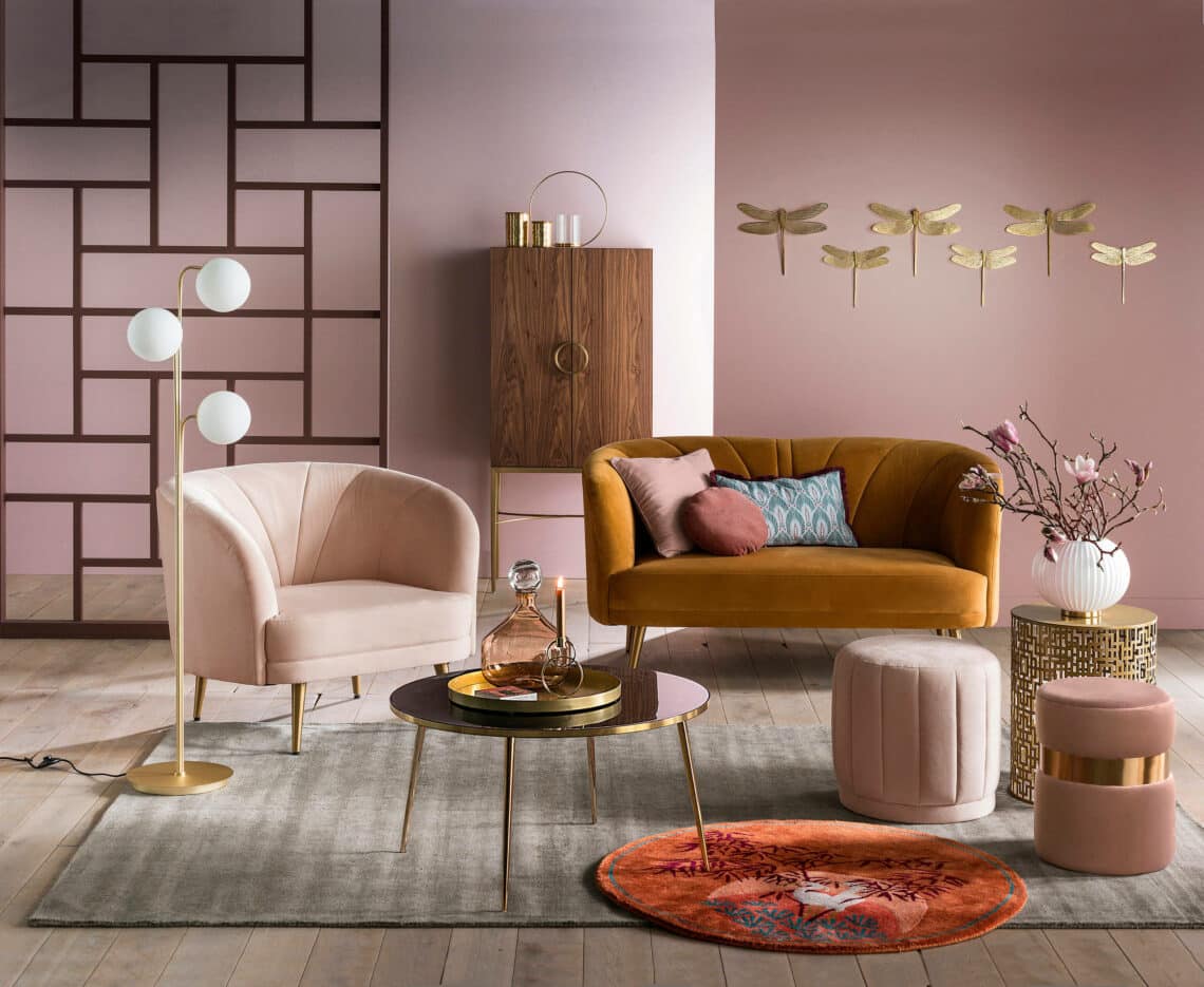 Chocolate brown and pink interior design