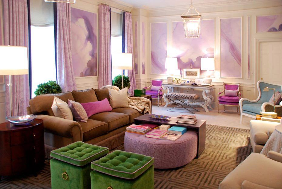 Purple green and pink interior design