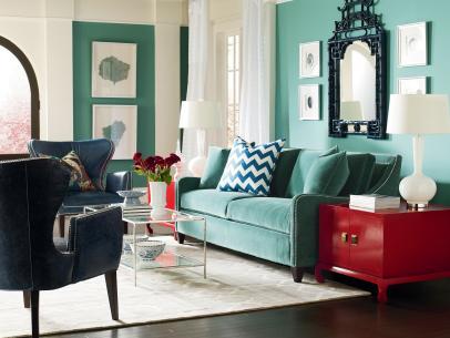 Tiffany blue and red    interior space