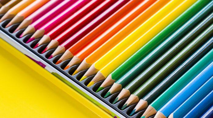 The colorful multicolored pencils for drawing and painting, color variations