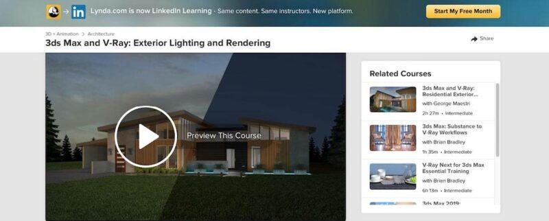 Linkedin learning: 3ds max and v-ray