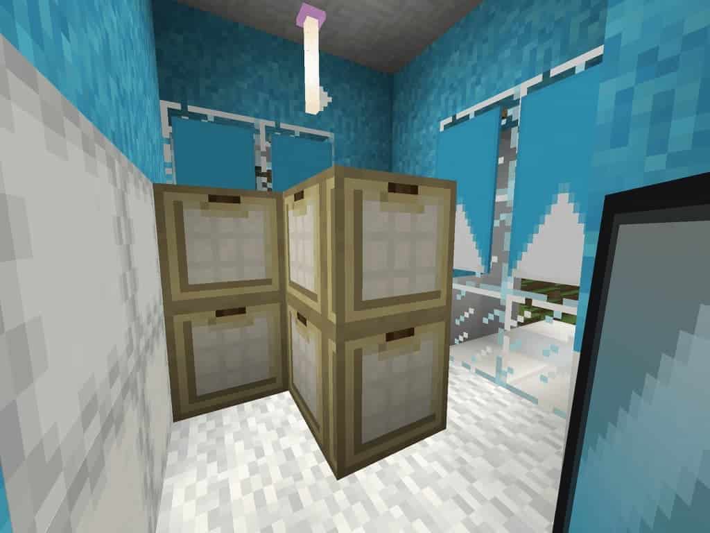 Minecraft bathroom with dressing area