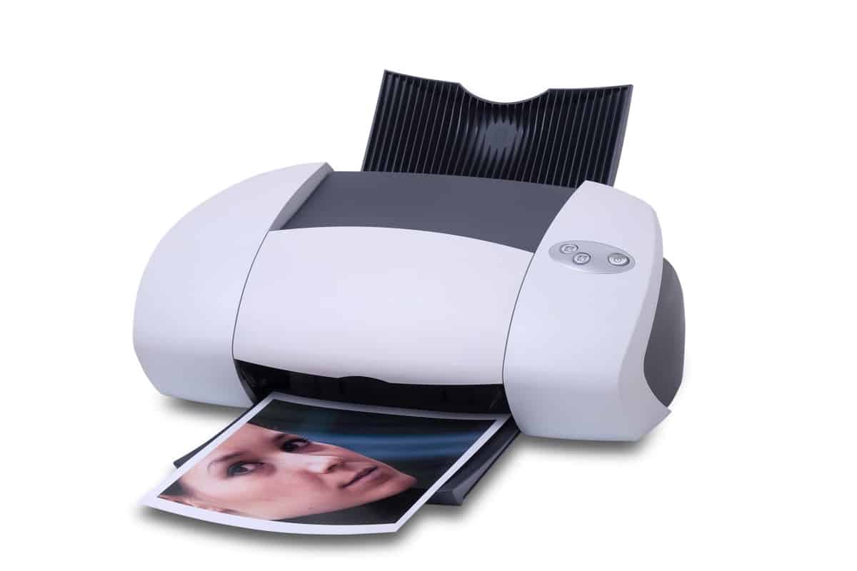 Inkjet printer with a photo printout on white background