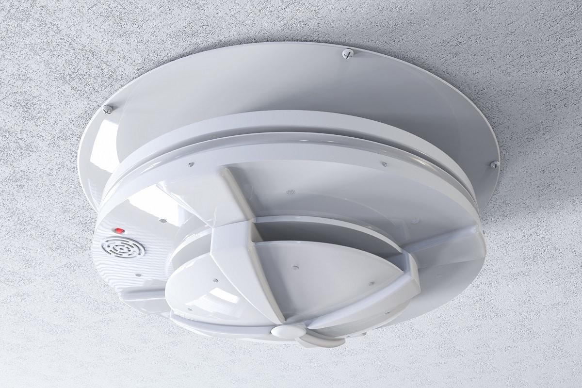 3d rendering smoke detector on ceiling. Best carbon monoxide detectors.