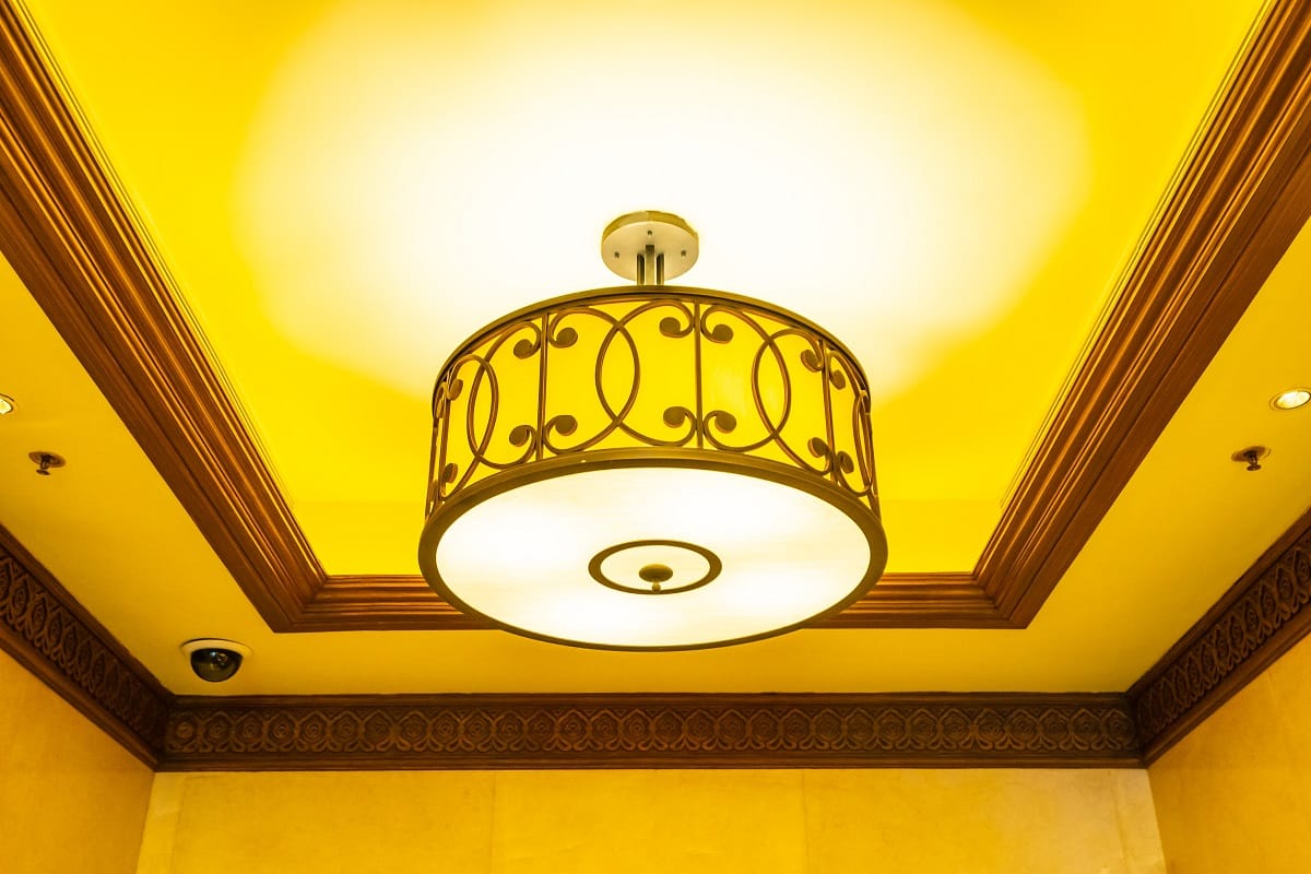 Beautiful luxury electric ceiling light lamp decoration interior of room. Semi-flush lights.