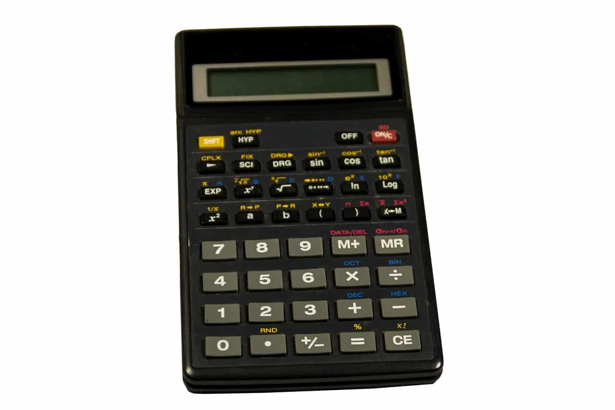 Scientific calculator isolated on white background. How to reset scientific calculator.