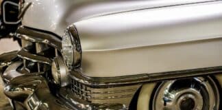 retro car in silver color. Chrome Paint How To.