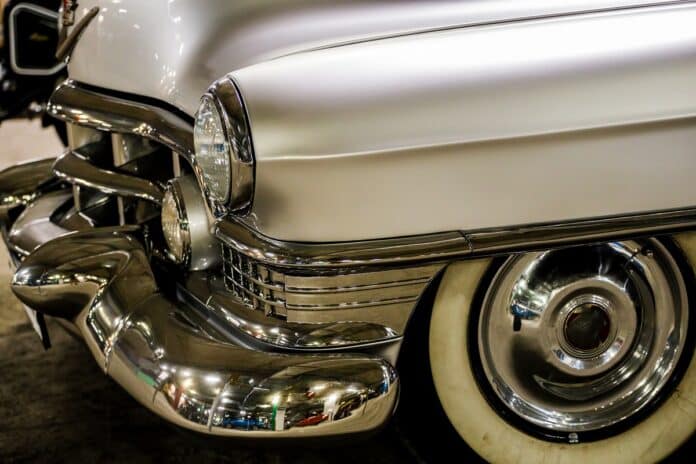 retro car in silver color. Chrome Paint How To.
