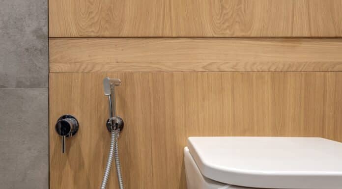 toilet and detail of a corner shower bidet with wall mount shower attachment. where to buy a bidet attachment.