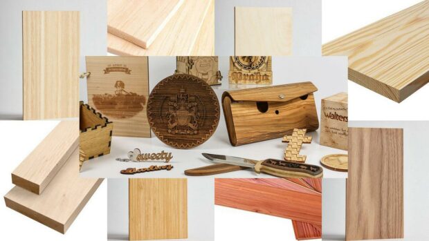 Variety of wood and engraved wood