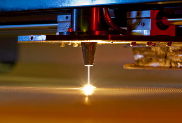 Glowing laser beam on a laser engraver
