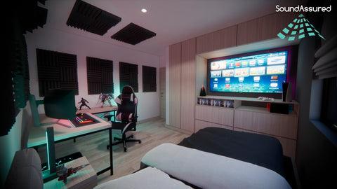 Gaming room with tv and bed
