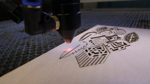 Laser engraving a wood