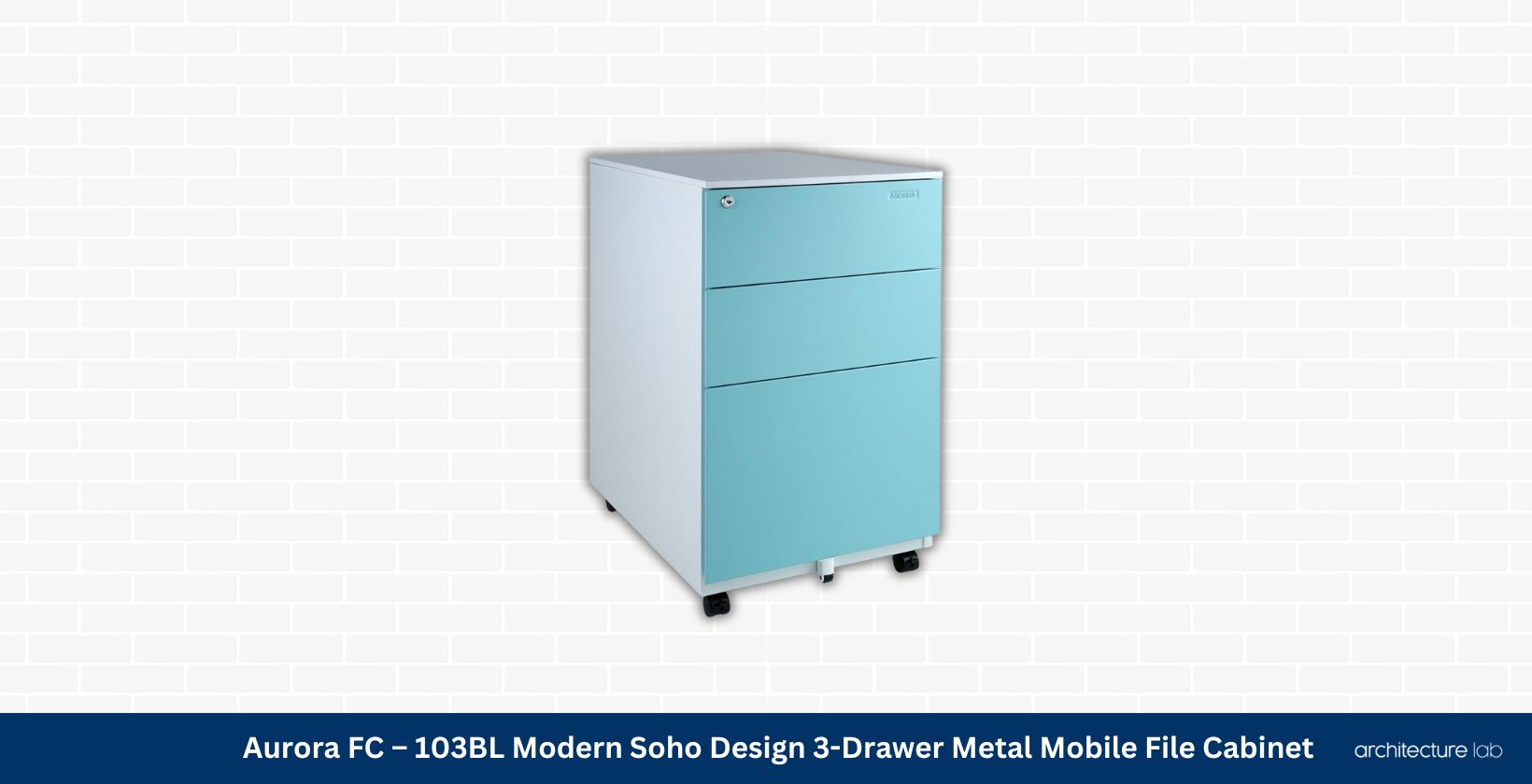Aurora fc – 103bl modern soho design 3 drawer metal mobile file cabinet