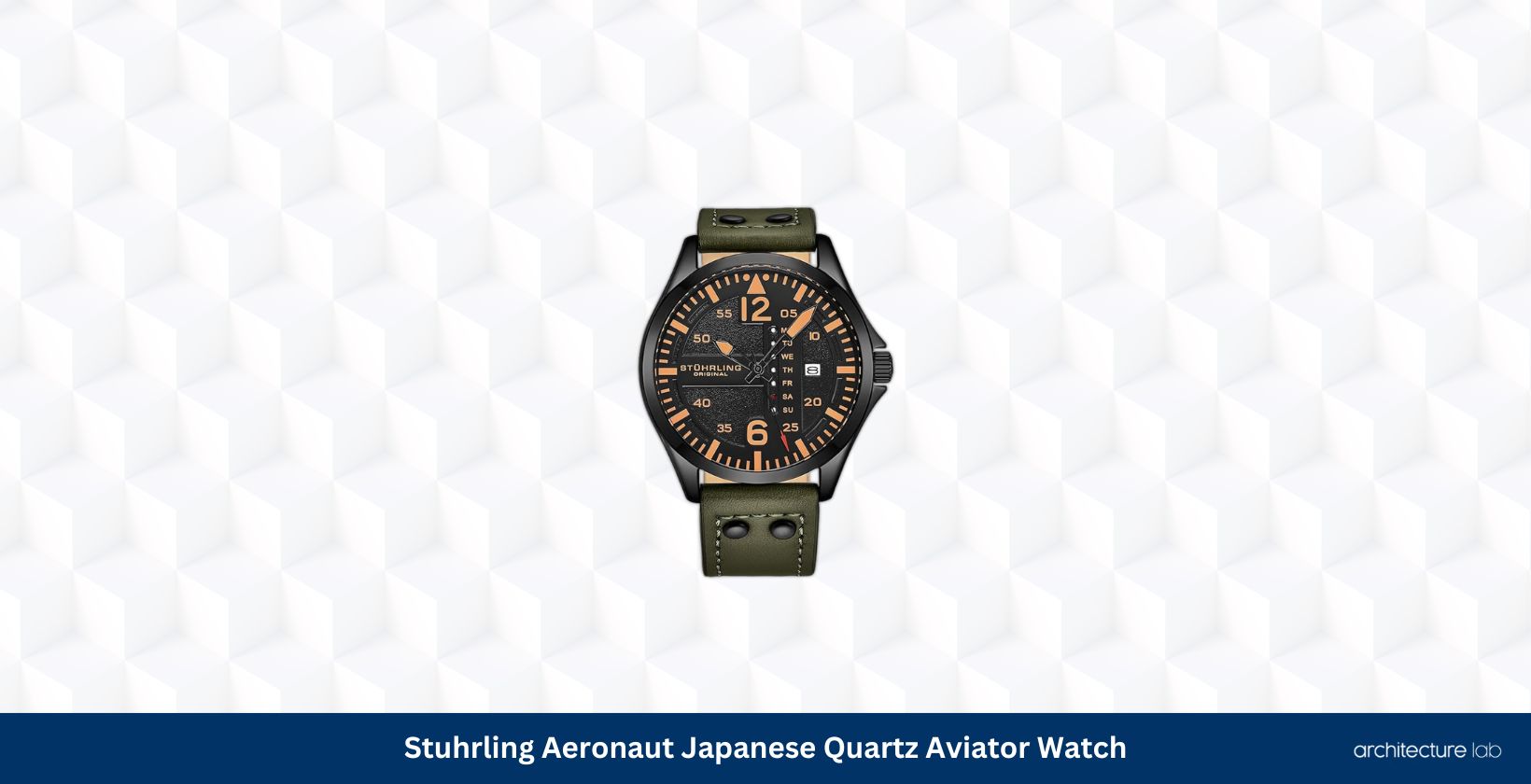 Stuhrling aeronaut japanese quartz 43mm aviator 3916