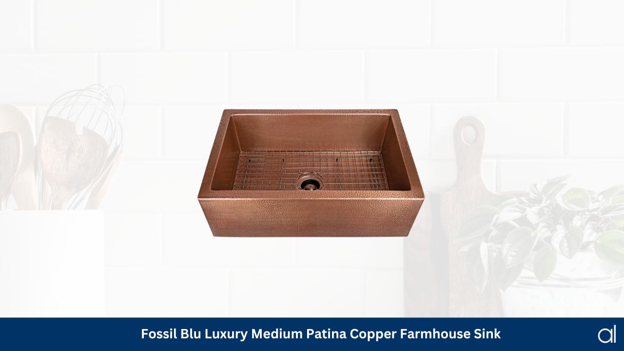 Fossil blu luxury medium patina copper farmhouse sink