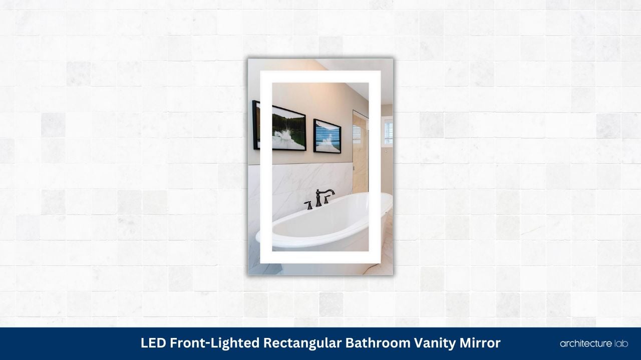 Led front lighted rectangular bathroom vanity mirror 1