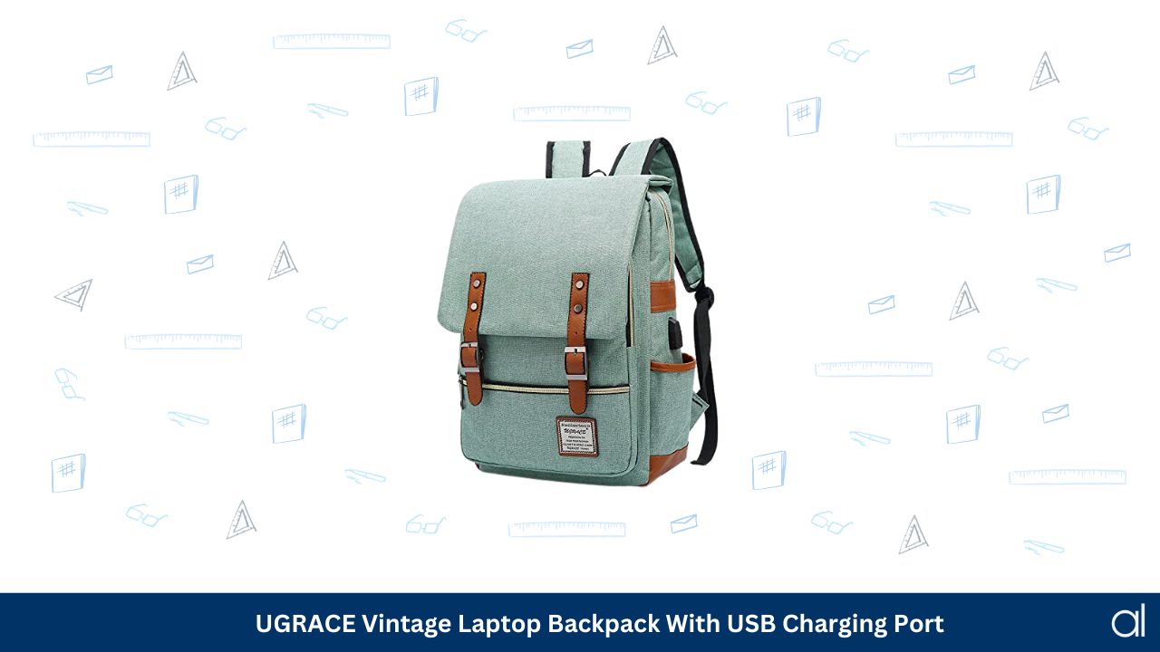 Ugrace vintage laptop backpack with usb charging port