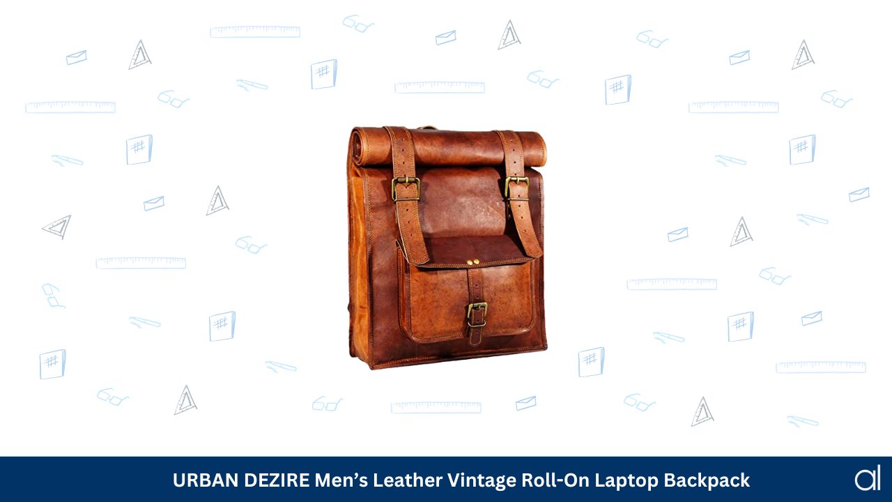 Urban dezire mens leather vintage roll on laptop backpack