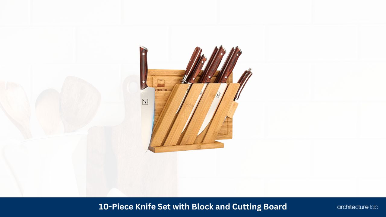 10 piece knife set with block and cutting board