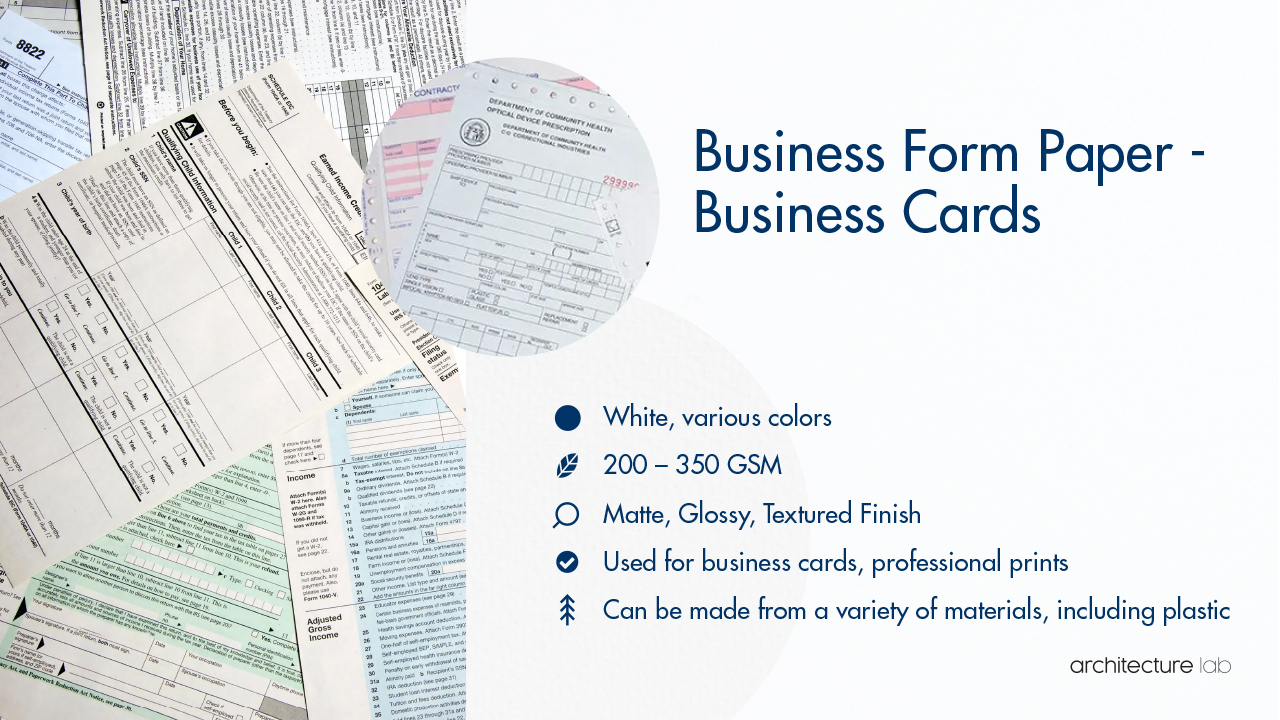 11. Business form paper - business card