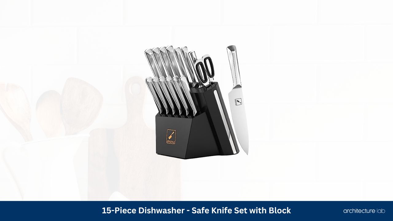 15 piece dishwasher safe knife set with block