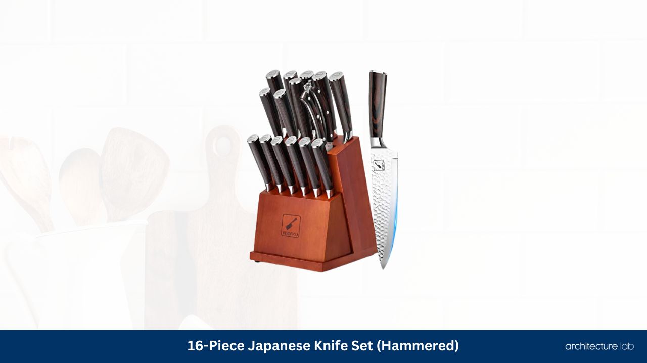 16 piece japanese knife set hammered
