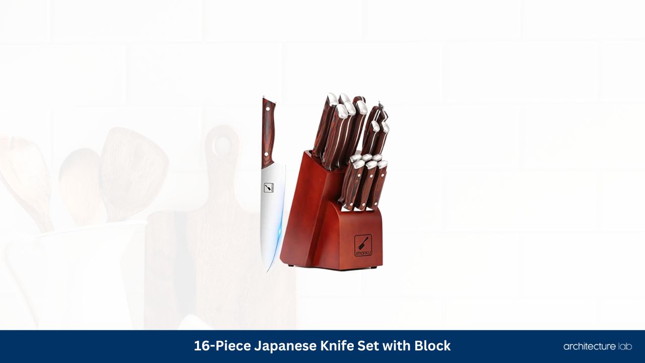 16 piece japanese knife set with block
