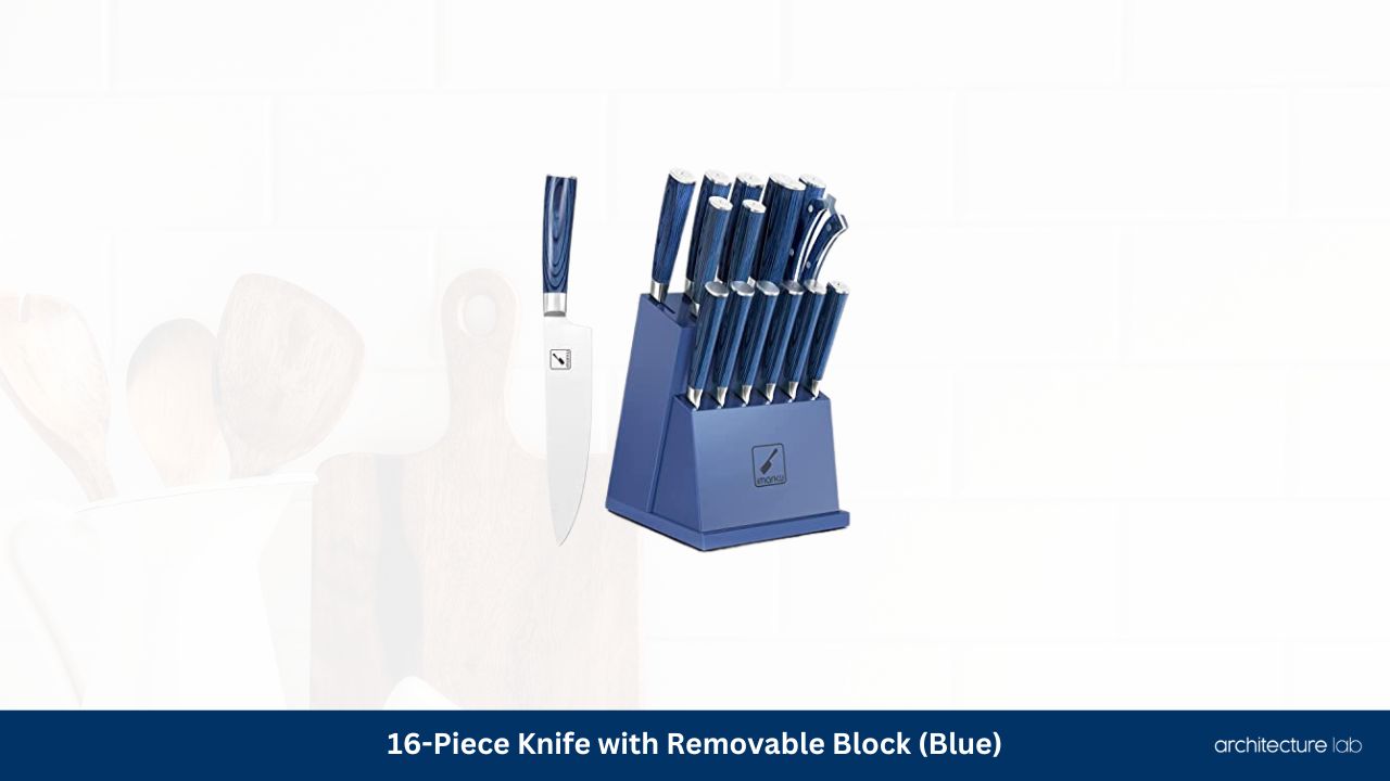 16 piece knife with removable block blue