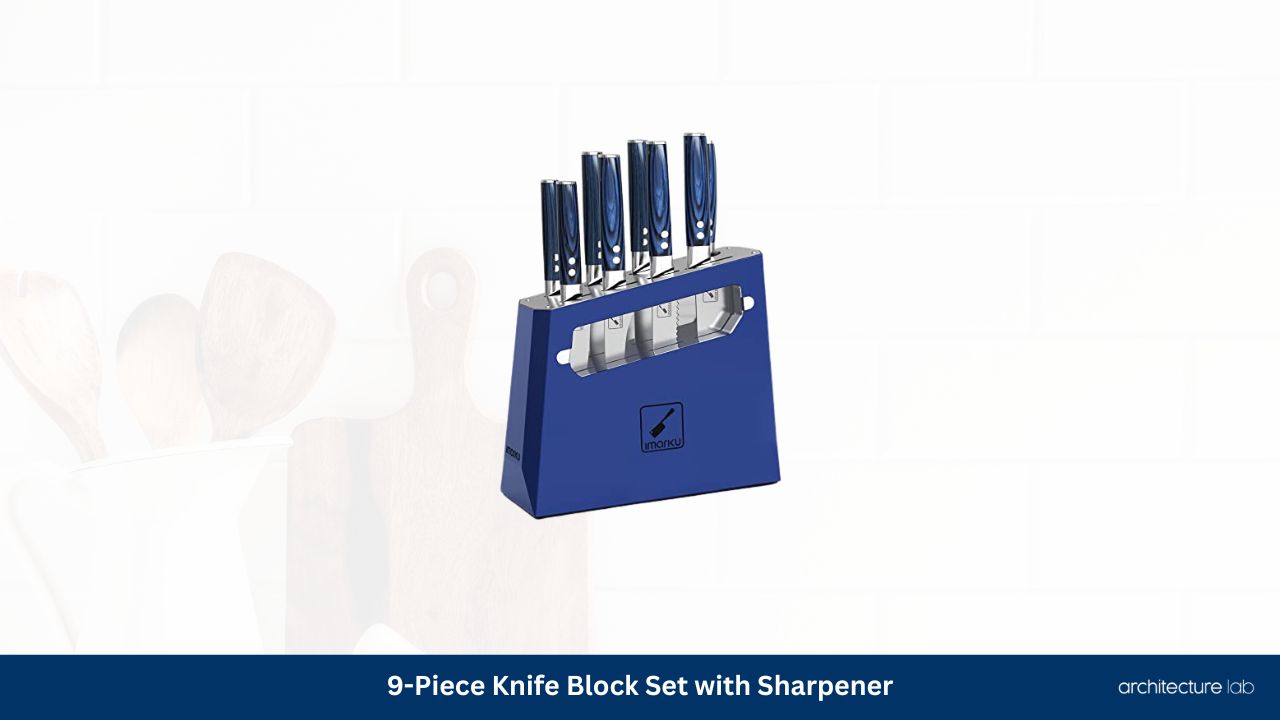 9 piece knife block set with sharpener