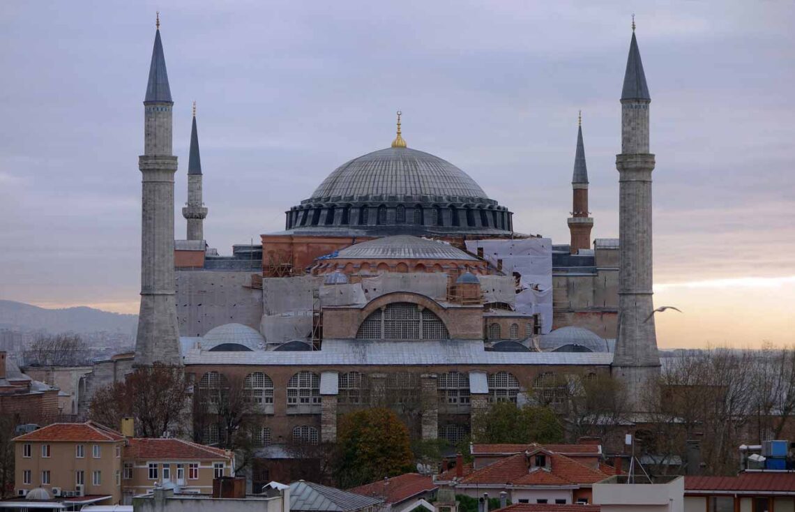 Early historical architecture: hagia sophia, istanbul, turkey - christian basilica, then mosque, now museum. World's largest dome since 537 ad. - © steven zucker