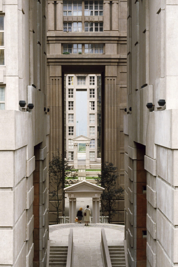 Iconic postmodern residential architecture: les espaces d’abraxas, paris, france - designed by ricardo bofill - circulation detail