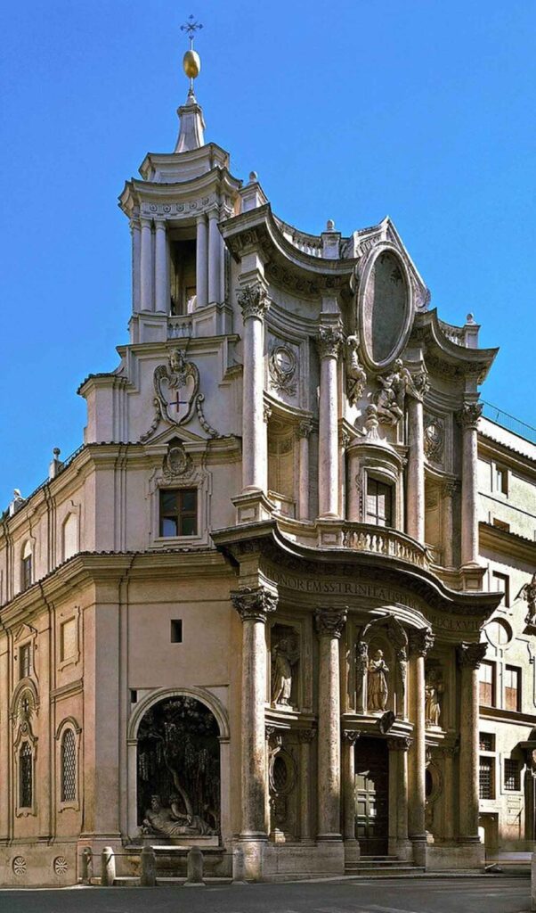Late baroque architecture: san carlo alle quattro fontane, rome, italy - designed by francesco borromini, consecrated in 1646. - © david lown