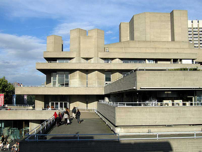 Mid-century brutalist architecture: national theatre, london, united kingdom - designed by denys lasdun, completed in 1976. - © wikimedia commons