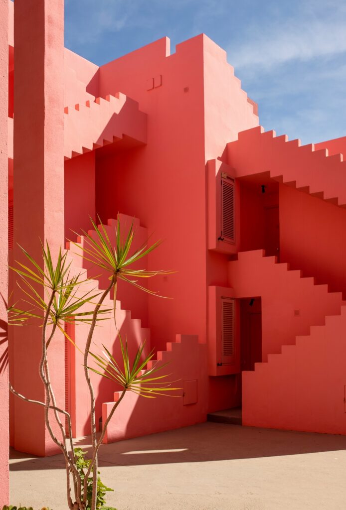 Monumental futuristic social housing architecture la muralla roja calpe spain designed by ricardo bofill completed in 1973 © lena polishko 19