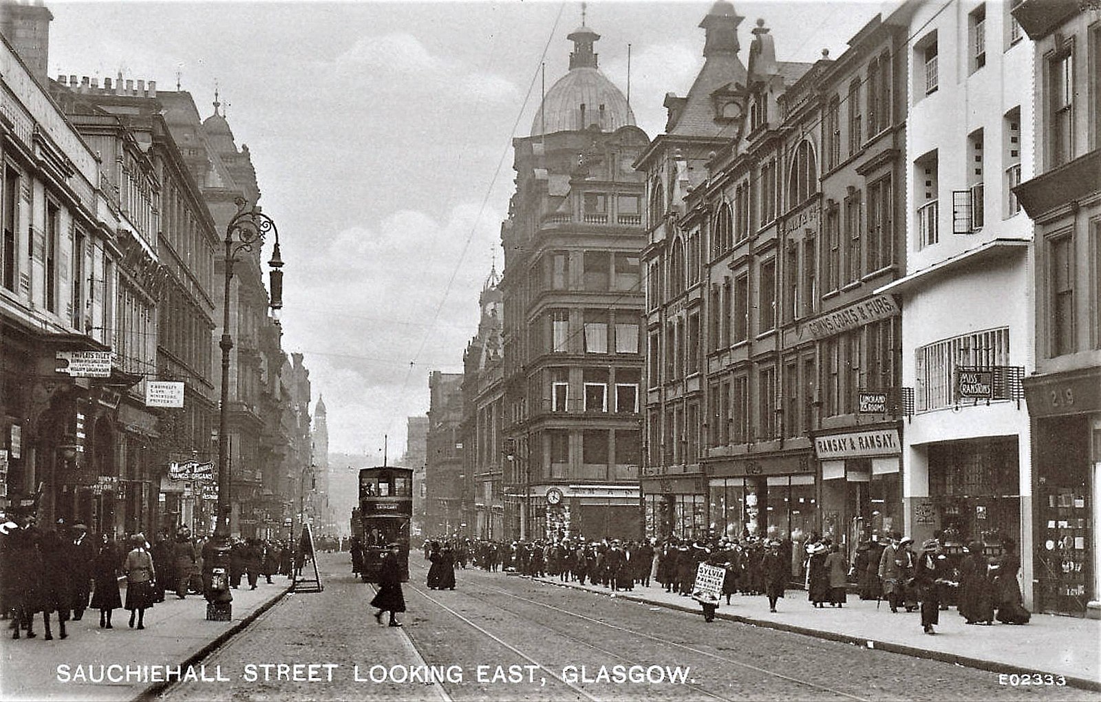 Charles Rennie Mackintosh: Biography, Works, Awards 44 Sauchiehall street, glasgow, around 1914 looking east. The willow tearooms is shown on the right - charles rennie mackintosh