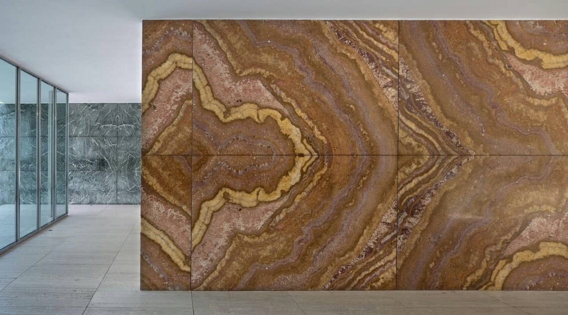 Architectural landmark: barcelona pavilion, golden onyx wall © cemal emden