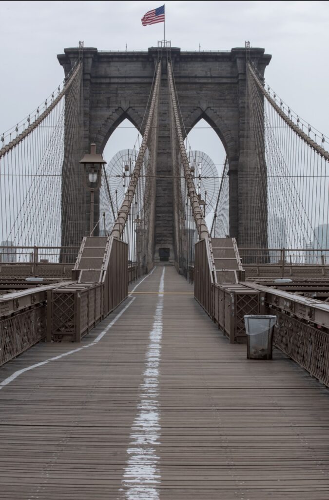 Architectural landmark: brooklyn bridge pedestrian © andrew henkelman