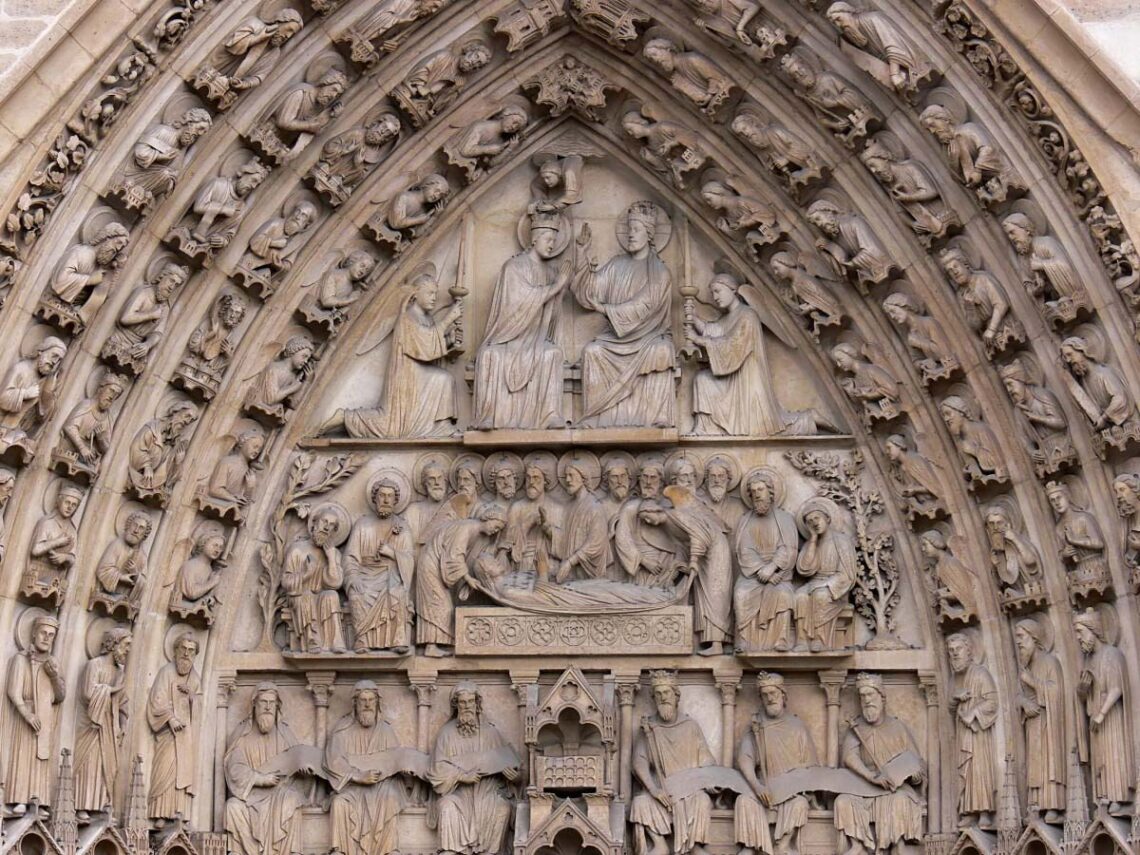 Architectural landmark: cathédrale notre-dame de paris portal of the virgin © aimee moore