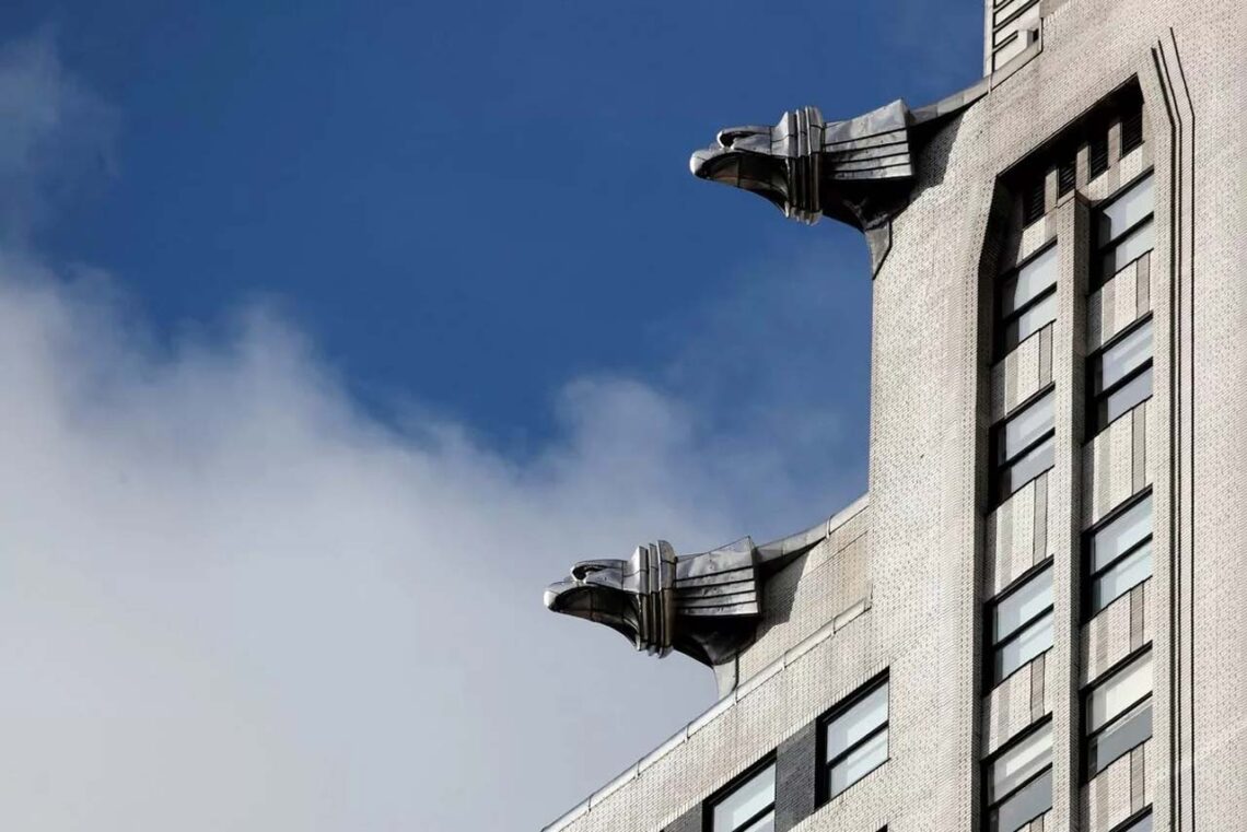 Architectural landmark: chrysler building closeup of gargoyles © mike segar
