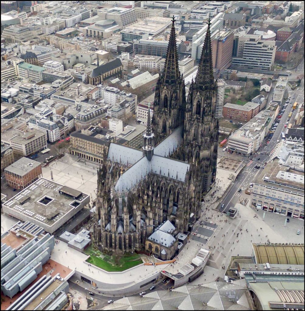 Architectural landmark: cologne cathedral aerial view © zachi evenor