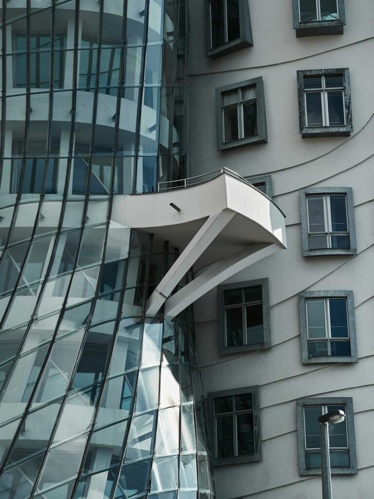 Architectural landmark: dancing house, exterior closeup © jaromír kalina